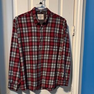 Weatherproof Red and White Plaid Button Down Shirt